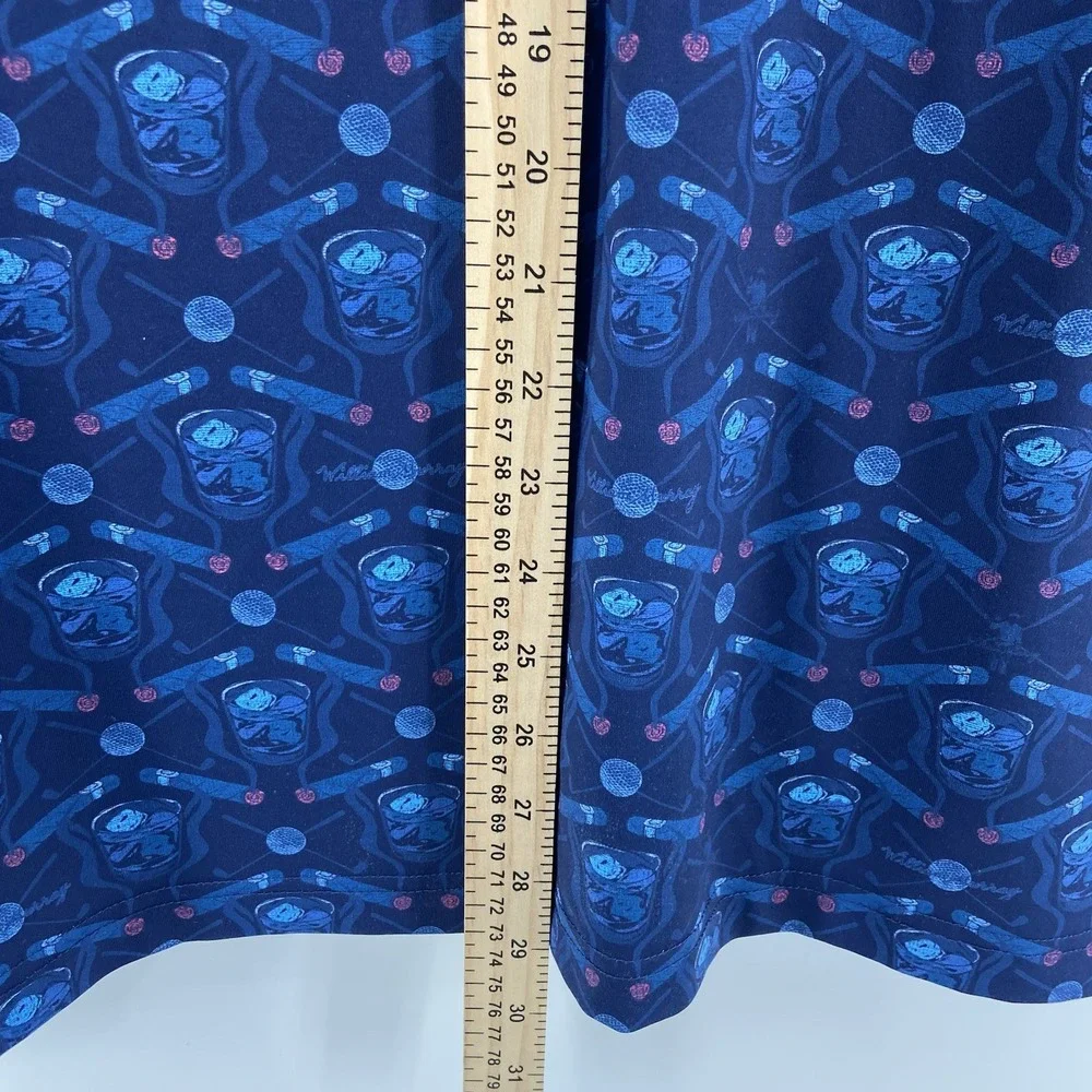 William Murray Shirt Mens Large Blue Polo Golf Whiskey Cigar Performance Stretch